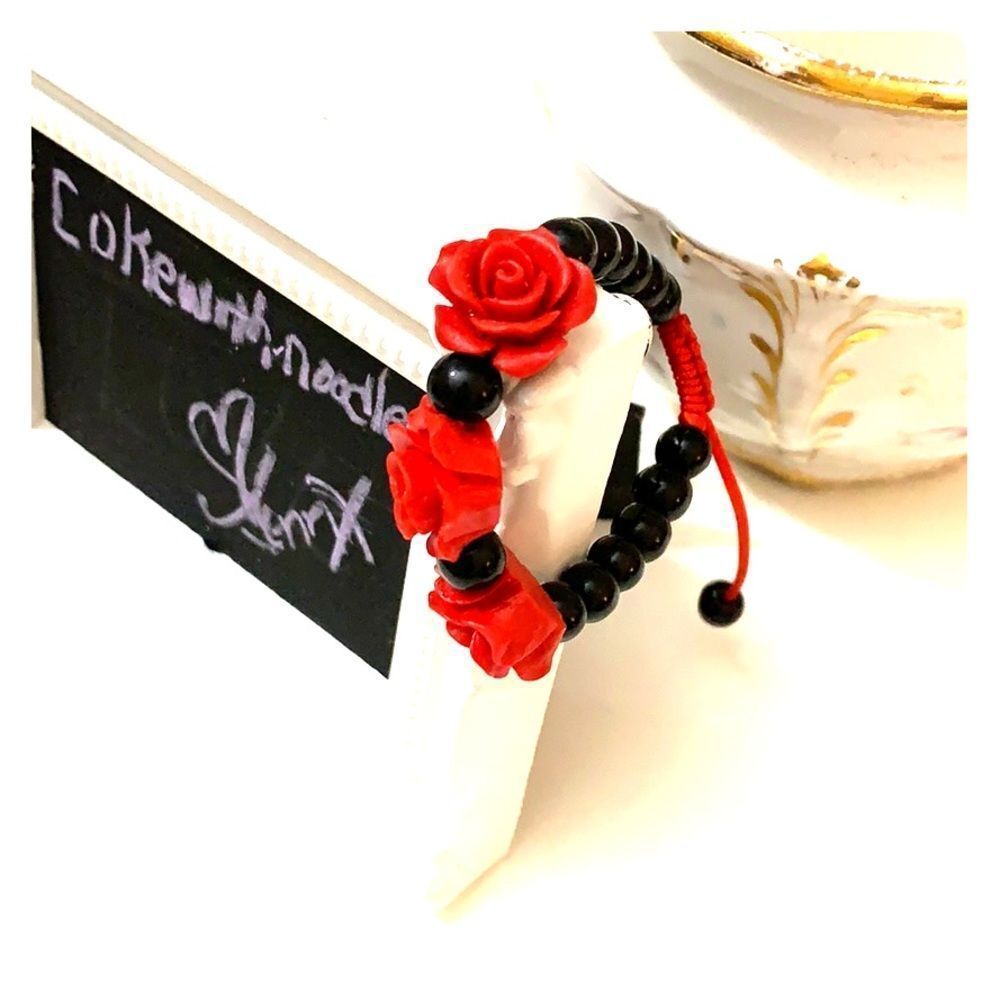 New Red & Black Rose bead bracelet
